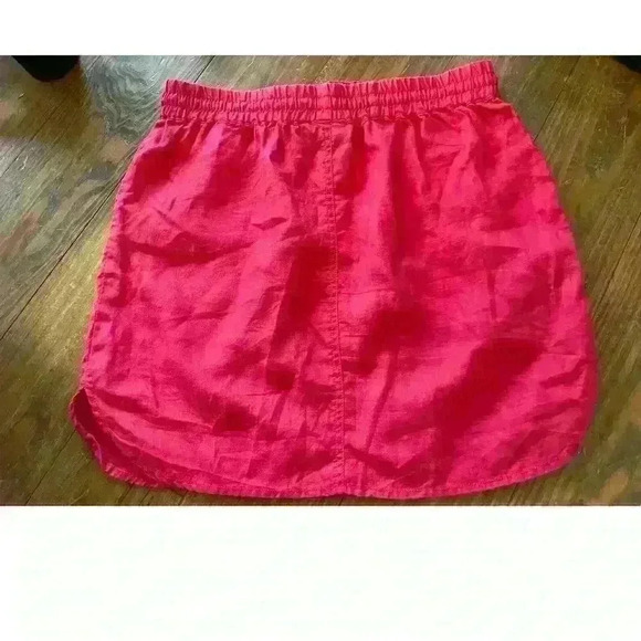 Willi Smith 100% linen Red Drawstring Waist Mini Skirt, M - Picture 6 of 7
